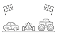 Different race vehicles lined up at the start line – Sport Sport Cars coloring page