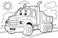 Truck driving under the sun – Truck City Haulers coloring page