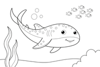 A whale shark swimming with a school of tiny fish – Majestic Ocean Giants coloring page
