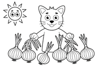 Pulling onions and laying them out to dry – Autumn Harvest coloring page