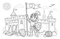 Knight raising a flag on the wall – Knight Knight Campaign coloring page