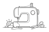 One big sewing machine, close up, filling the page – Sewing & crafts Object coloring page