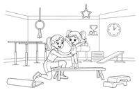 A coach helping a young gymnast – Gymnastics Gymnastics coloring page