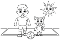 A player and a coach on the sideline – Energetic Soccer Player coloring page