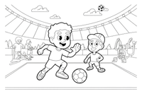 A player and a coach on the sideline – Energetic Soccer Player coloring page