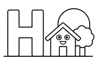 Letter H with a house – Alphabet Alphabet coloring page