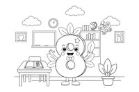 Number 8 with eight leaves – Number 3 Learning coloring page