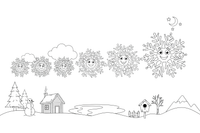 A row of snowflakes from small to big – Delicate Snowflake Sky coloring page