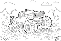Monster Truck splashing through mud – Monster Truck Sport Race Series coloring page