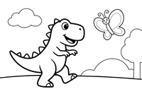 T-Rex chasing a butterfly – T-Rex Dino Moments coloring page