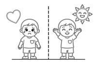 A child going from sad to happy (before and after) – Feelings coloring page