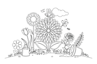 A dahlia with many layered petals, close up – Popular Flowers coloring page