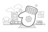 A mitten with a big simple pattern (outlined, empty) – Everyday Objects coloring page
