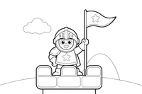 Knight raising a flag on the wall – Knight Knight Campaign coloring page