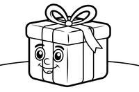 Wrapped gift with a ribbon snow – Christmas Winter Treats coloring page