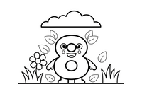 Number 8 with eight leaves – Number 3 Learning coloring page