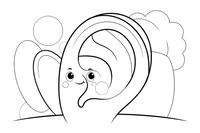 A huge friendly ear with its curved inner lines, filling the whole page – Body Parts Exploration coloring page
