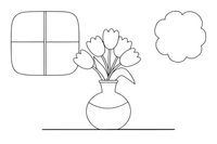 A vase with a neat bunch of tulips – Spring Bouquet Flower coloring page