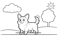 Corgi wagging its tail – Corgi Dog Playtime coloring page