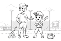 A coach and a young player practicing – Baseball Baseball coloring page