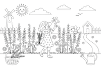 Lavender a field of flowers with a sun – Lavender Flower Array coloring page