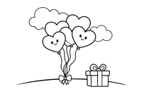 A bunch of heart-shaped balloons on strings – Valentine's Day coloring page