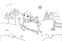 A sheep in the snow with a scarf – Sheep coloring page