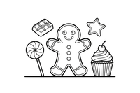 A gingerbread cookie – Delightful Sweets coloring page