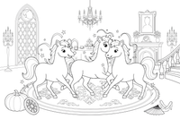 Little mice turning into horses with a sparkle – Charming Cinderella Story coloring page