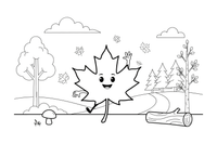 One big maple leaf – Trees coloring page