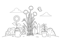 A chive plant with tall thin stalks – Fragrant Herb Garden coloring page