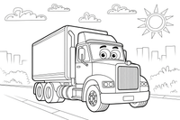 Truck driving under the sun – Truck City Haulers coloring page