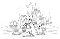 Puss in Boots proudly presenting the castle to his master – Puss in Boots Story coloring page