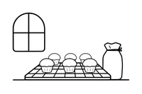 A tray of muffins cooling on a rack – Cozy Bakery Place coloring page