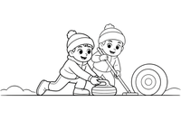 A curler sliding a stone across the ice – Winter Sports Adventure coloring page
