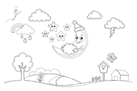 A night sky with a moon and stars – Stormy Sky & Weather coloring page