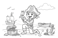 A pirate finding a message in a bottle – Adventurous Pirate coloring page