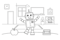 A robot built from squares and rectangles – Classic Shape Shapes coloring page