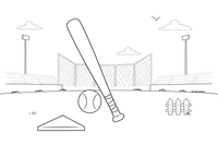 A baseball bat and a ball – Sports Gear Object coloring page