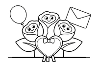 A bouquet of roses tied with a heart – Valentine's Day coloring page