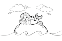 Mermaid sunbathing on a big ocean rock – Mystical Mermaid coloring page