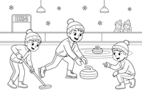 A curler sliding a stone across the ice – Winter Sports Adventure coloring page