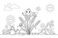 Lavender a flower with a bee on it – Lavender Flower Array coloring page