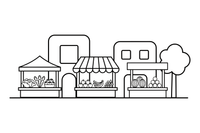 A market with stalls of fruit and vegetables – Vibrant City Places coloring page