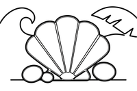 One large seashell close up, filling the page, with a few grains of sand – Sunny Beach & Seaside coloring page