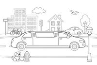One big limousine up close, extra long and low – Different cars coloring page