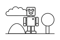 A robot built from squares and rectangles – Classic Shape Shapes coloring page
