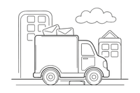 A mail truck delivering letters – City City Vehicles coloring page