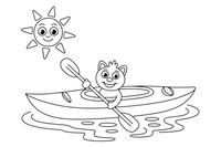A kayak with a paddle on a calm river – Water Watercraft coloring page