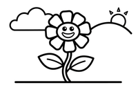 Marigold a flower with a curly stem – Marigold Flower Garden coloring page